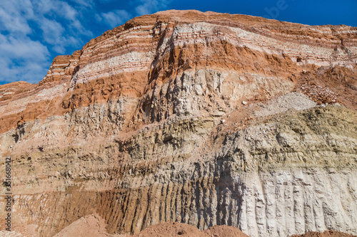 Wallpaper Mural Working wall or board of industrial quarry. Geological cut contains layers of earth resources such as sandstone, limestone, clay  & others. Also possible to see scrathed paths from excavator hoes Torontodigital.ca