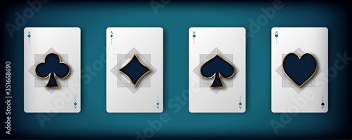Casino playing cards with blue background