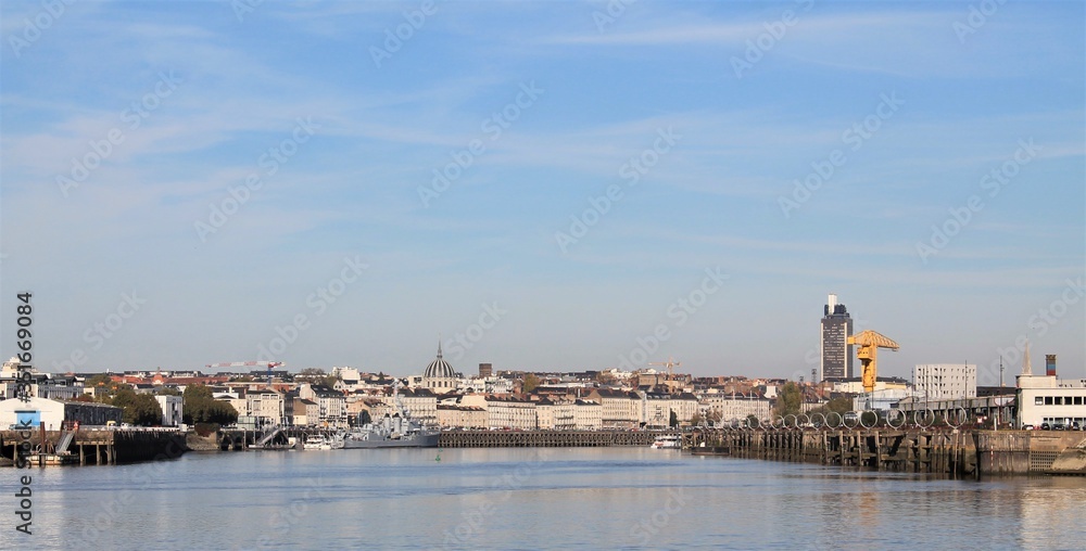 Panoramic view of Nantes city, Loire Atlantique, Pays de la Loire region, France
