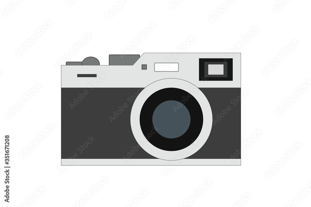 Ilustración de una cámara de fotos con fondo blanco