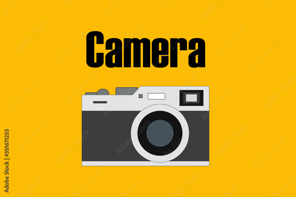Ilustración de una cámara de fotos con fondo amarillo Ilustración de una cámara de fotos con fondo amarillo
