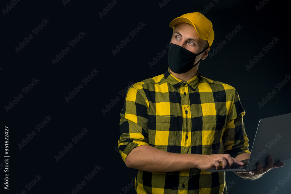man in protective mask thinking man in protective mask thinking