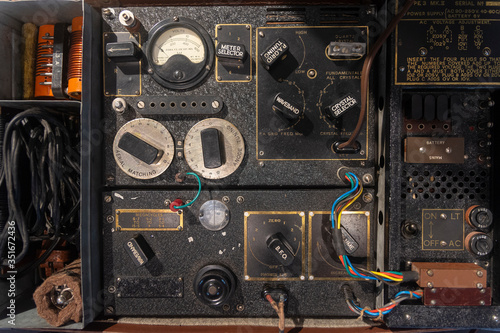 old military radio equipment, it's very old, from the war photo