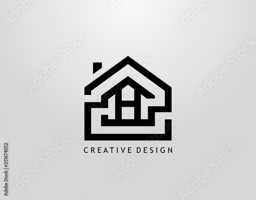 Minimalist House H Letter Logo. Real Estate Architecture Construction Logo