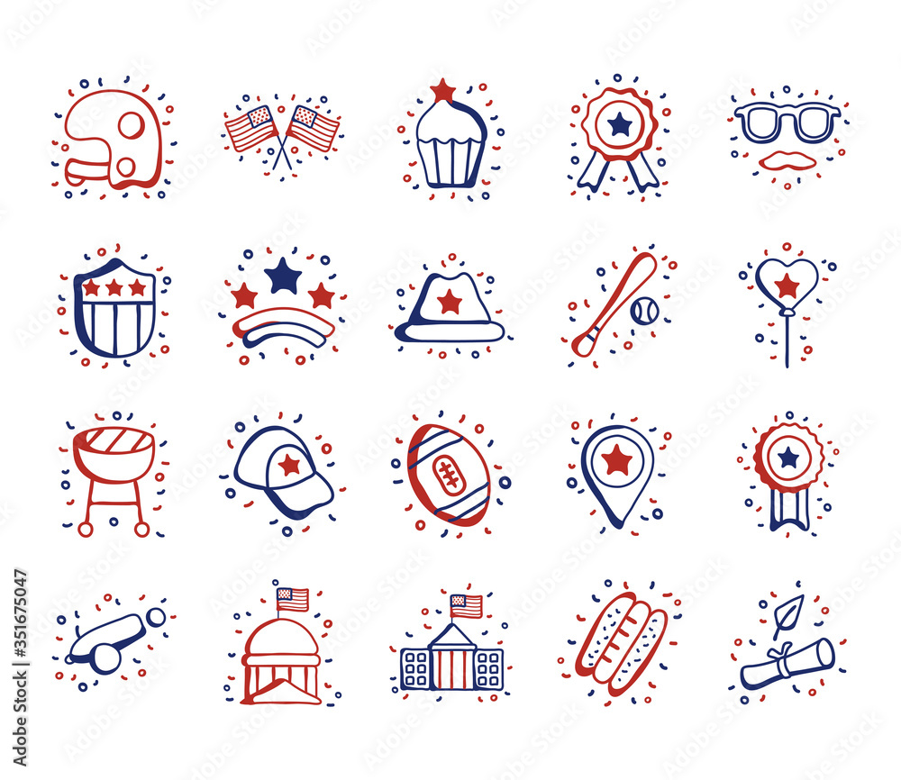 bundle of usa set icons bundle of usa set icons