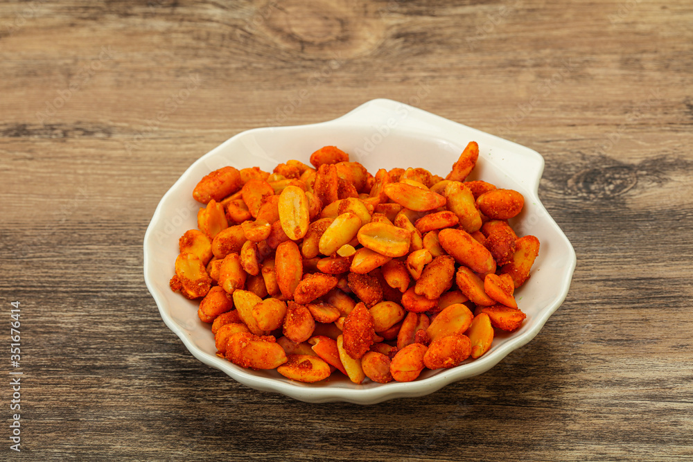 Chili peanut snack in the bowl Chili peanut snack in the bowl