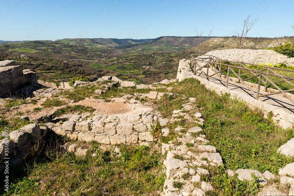 Ancient Ruins of The Medieval Castle in Palazzolo Acreide, Province of Syracuse, Italy.