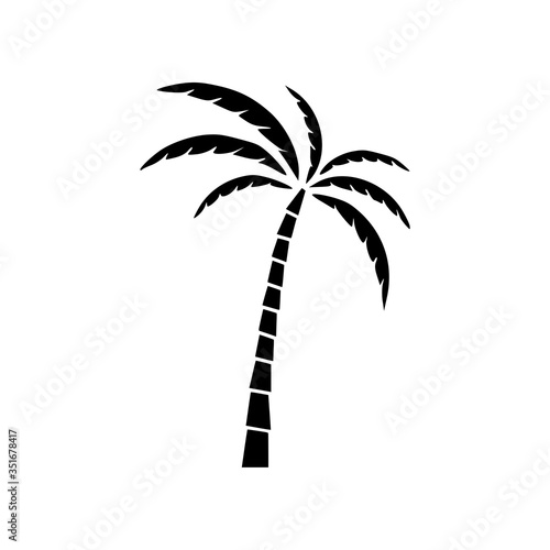 Black Palm tree icon isolated on white background