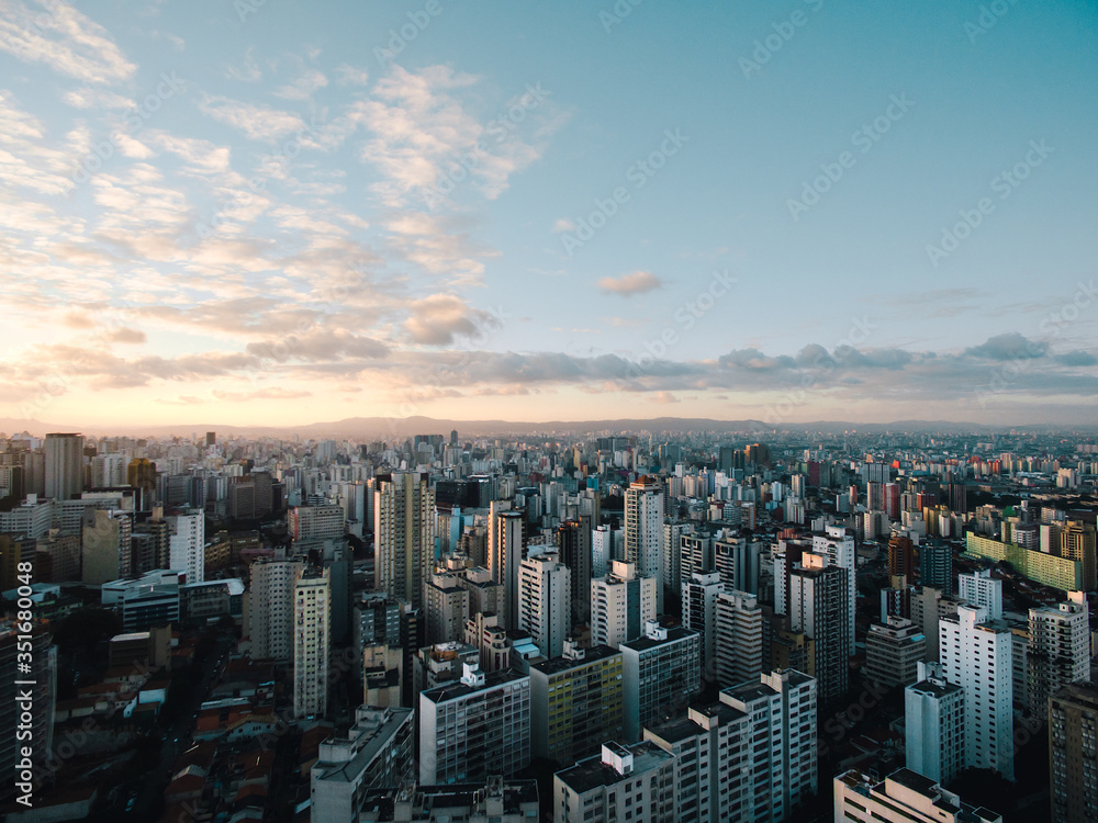 Aerial cityscape of Sao Paulo Brazil
