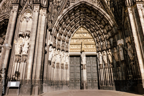Cologne Koln Köln, Germany: The Famous Cathedral in Koln, Jewel of Gothic, Detail of Historiated Portal Facade