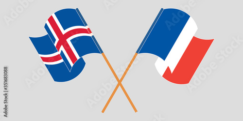 Crossed flags of Iceland and France