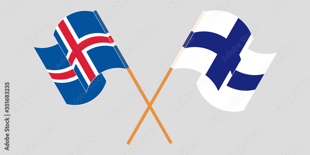 Crossed flags of Iceland and Finland Crossed flags of Iceland and Finland