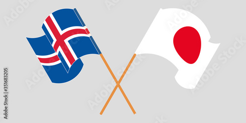 Crossed flags of Iceland and Japan