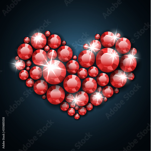 Red gemstone heart - eps10 vector