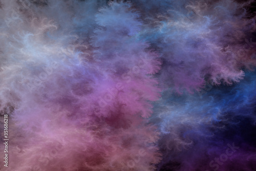 Abstract pink and blue beautiful fractal background in the form of clouds and feathers and is suitable for use in projects of imagination  creativity and design.