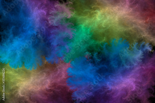 Abstract beautiful fractal background in the form of clouds and feathers in rainbow colors and is suitable for use in projects of imagination, creativity and design.