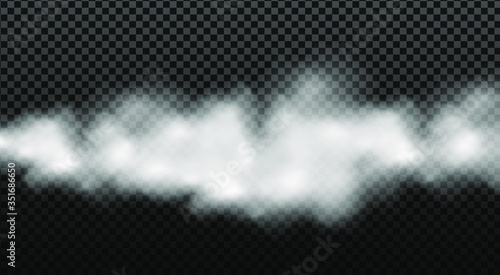 White vector cloudiness ,fog or smoke on dark checkered background.Cloudy sky or smog over the city.Vector illustration.