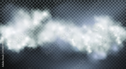 White vector cloudiness ,fog or smoke on dark checkered background.Cloudy sky or smog over the city.Vector illustration.
