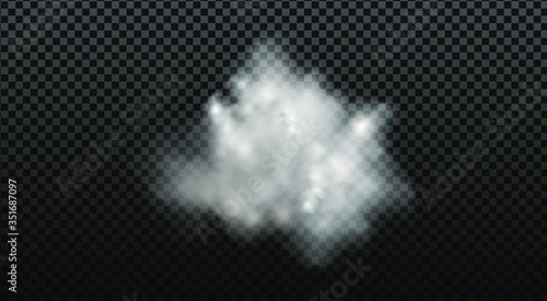 White vector cloudiness ,fog or smoke on dark checkered background.Cloudy sky or smog over the city.Vector illustration.
