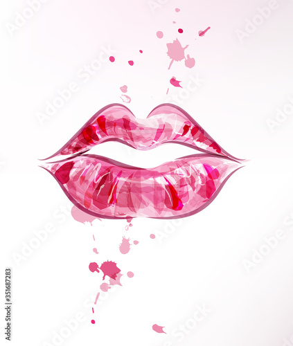 vector illustration of beautiful women lips on white background