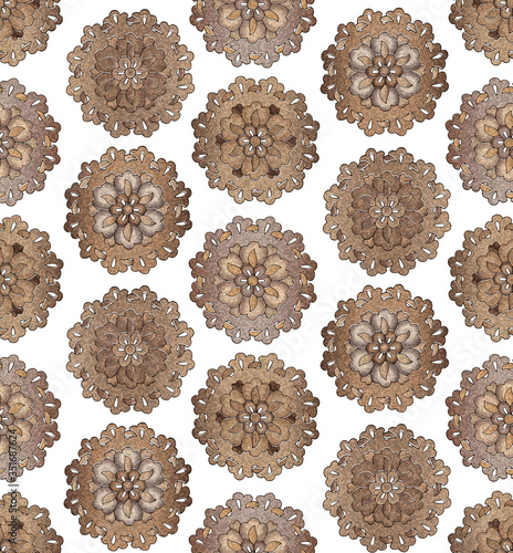 Seamless brown watercolor turkish traditional pattern