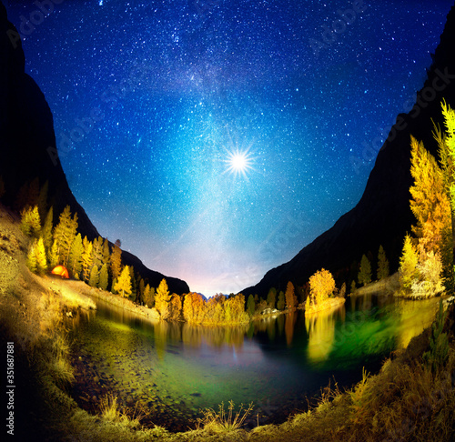 Morteratsch Lake at night photo