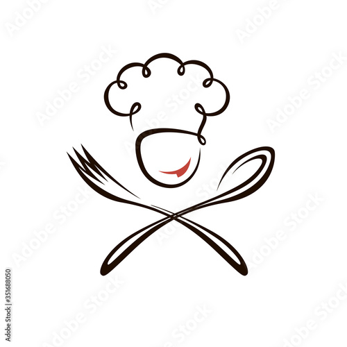 abstract chef man design with spoon and fork isolated on white background