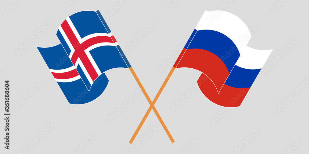 Crossed flags of Iceland and Russia Crossed flags of Iceland and Russia