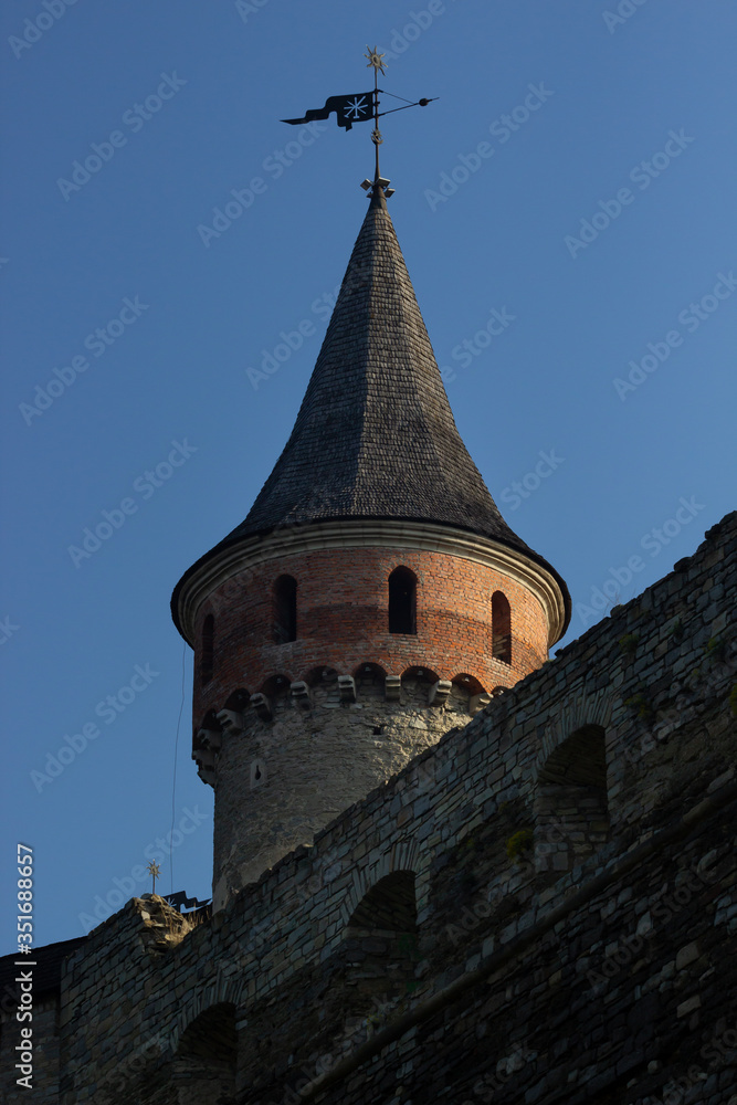 old castle close up. Corner Tower