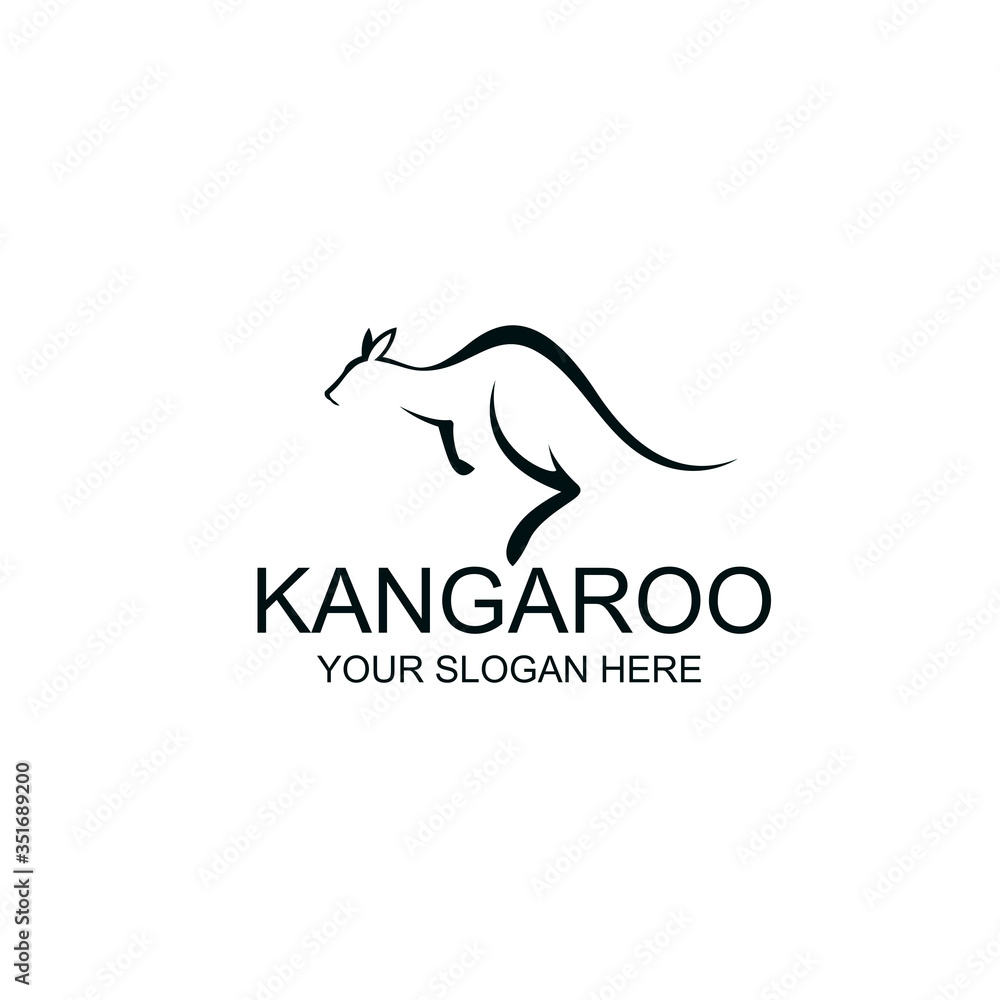 abstract jumping kangaroo icon isolated on white background