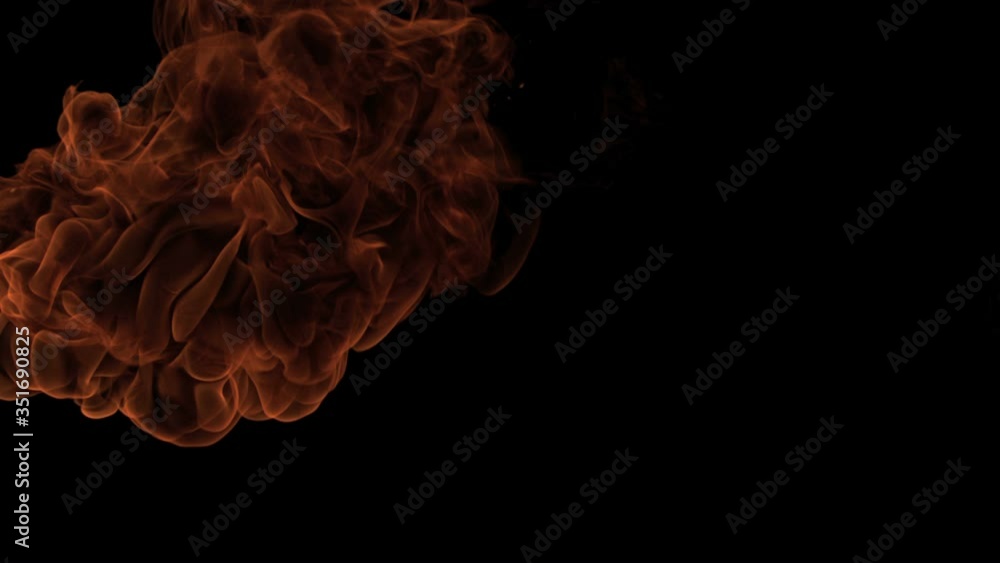 Thick fire ball moving in slow motion