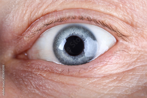 Close-up view of male eye with lots of wrinkles