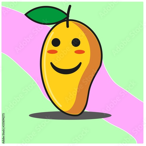Happy grinning face Cute Mango fruit cartoon face mascot character vector design