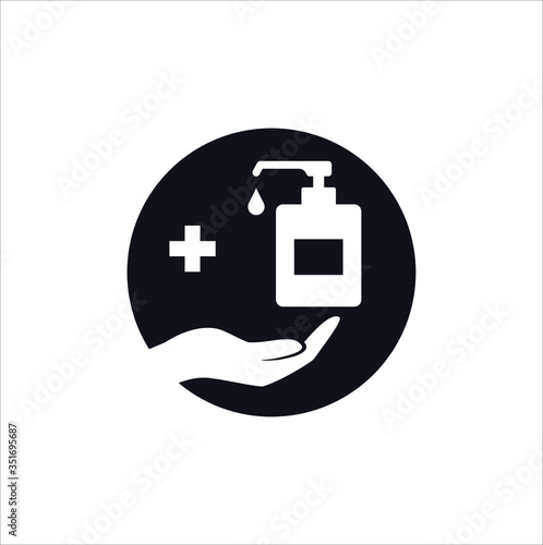 Washing hands with hand sanitizer vector illustration symbol graphic design