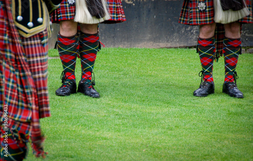 Scottish music band in a traditional uniforms Edinburgh, Scotland