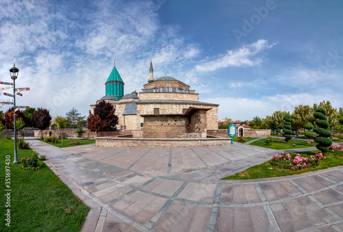 Mevlana Museum - fragment, Konya, Turkey - This building was once inhabited by Mevlana, Rumi, the founder of the Order of Dancing Dervishes.	 photo