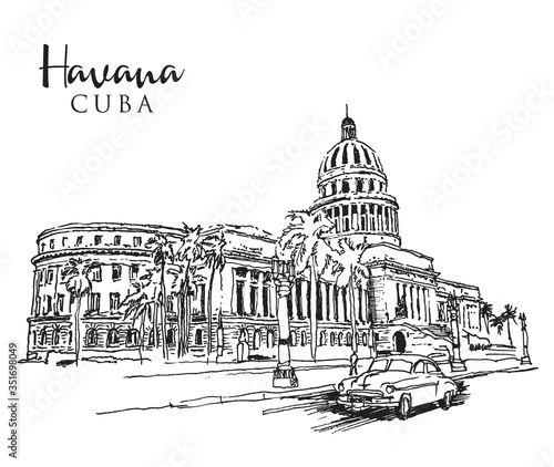 Drawing sketch illustration of Havana