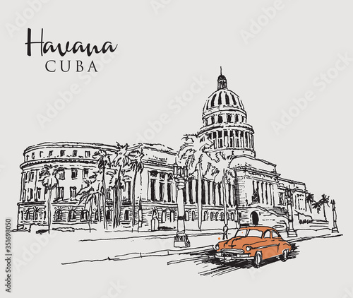 Drawing sketch illustration of Havana