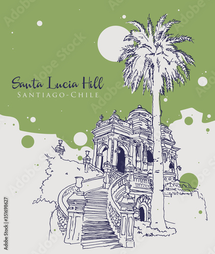 Drawing sketch illustration of Santa Lucia Hill