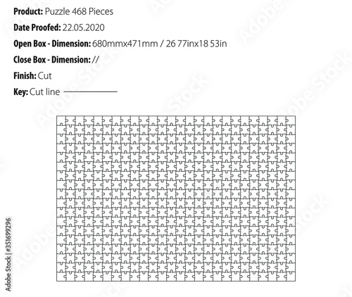 Puzzle 468 Pieces B2 format template cut - die cut - vector