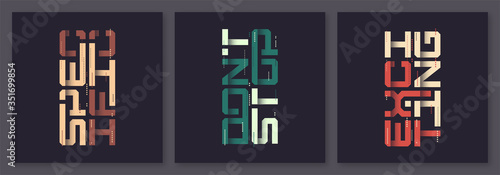 Set of graphic modern t-shirt vector designs, typography