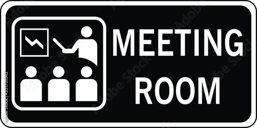 Meeting room door sign black