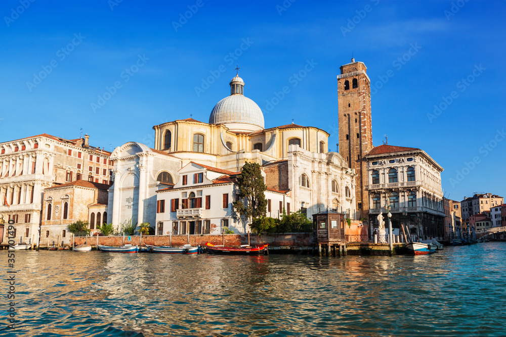 View of the Church of Saints Jeremiah and Lucia in Venice from the Grand Canal. Italy