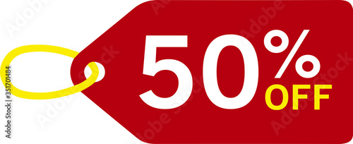 fifty percent discount off tag vector