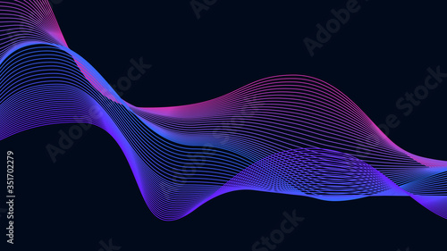 Abstract background with wave. Flowing colorful dynamic lines. Vector illustration.