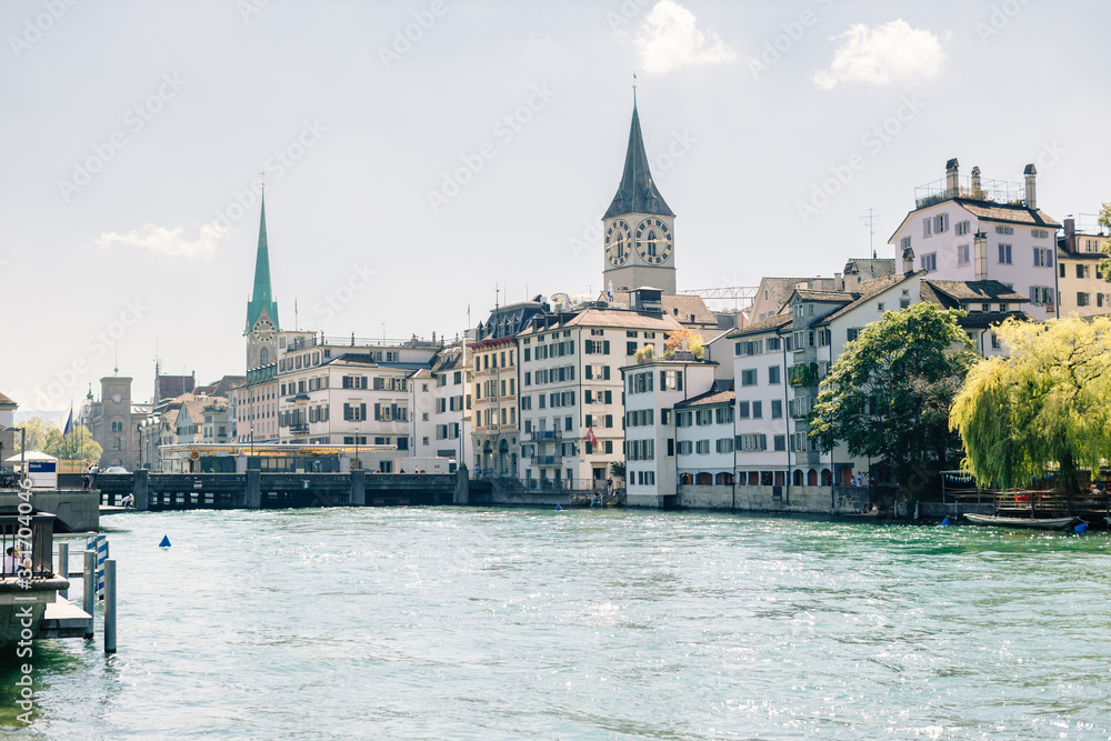 Switzerland cityscape of Zurich downtown. European city landscape.