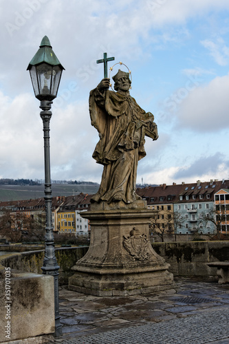The statue of St. Johannes von Nepomuk , Würzburg.