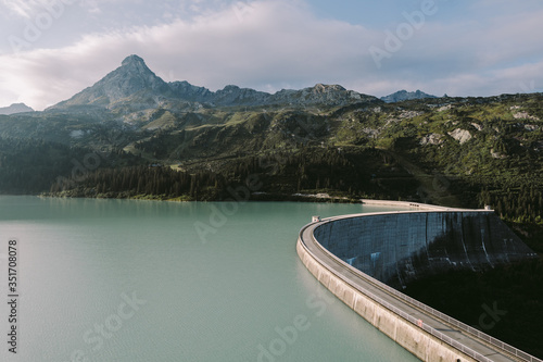 Fototapeta Naklejka Na Ścianę i Meble -  reservoir lake with mountains epic landscape