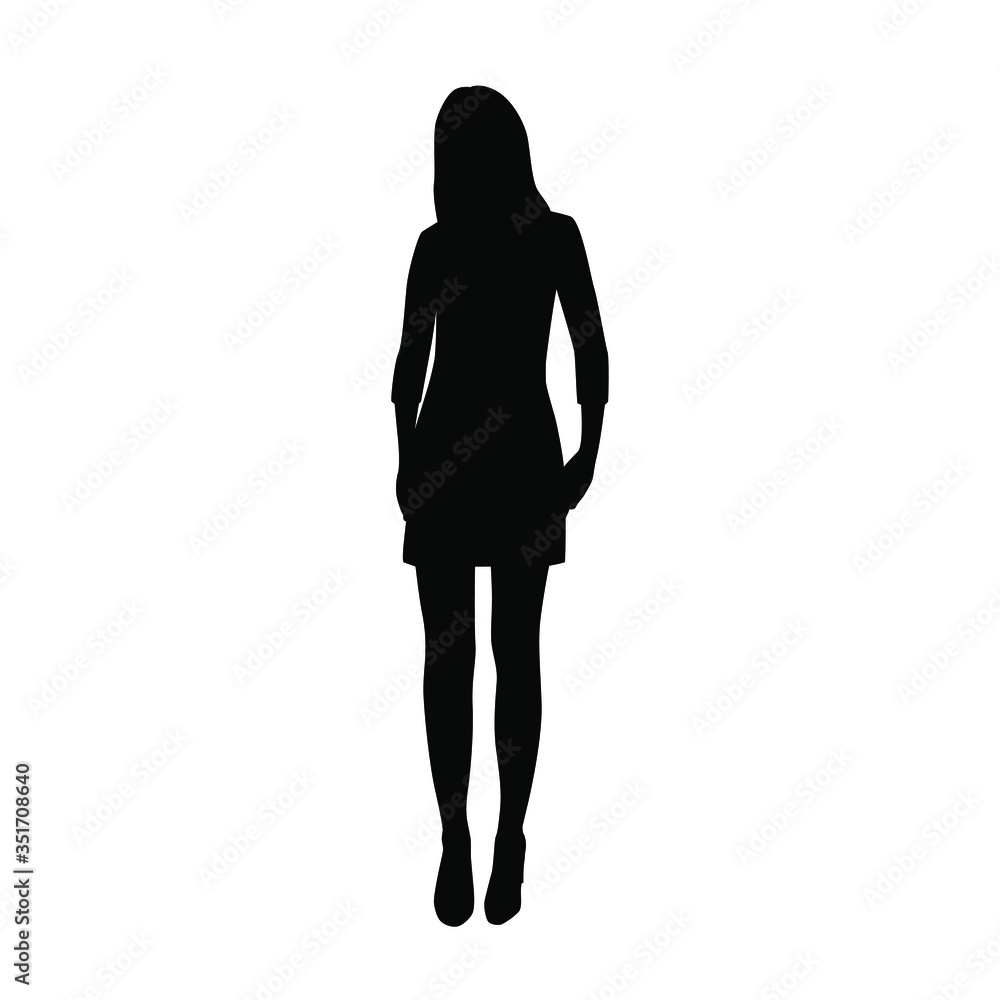 Fototapeta premium Silhouette of a woman standing, business people,vector illustration, black color, isolated on white background