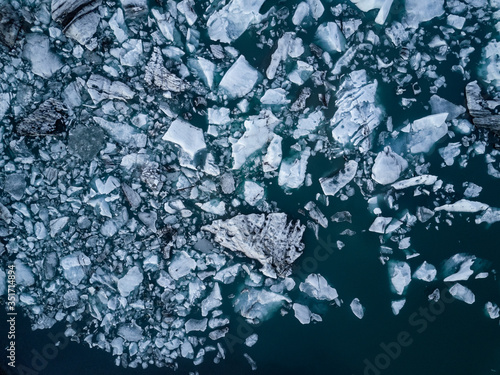 Aerial view on Jokulsarlon glacier lagoon, Iceland © toranote